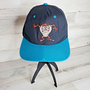 VTG Taz Looney Tunes Snapback Baseball Cap 1993 Tasmanian Devil Black Teal-Blue